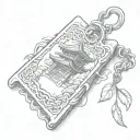 pagoda from perspective exiting the portal single omamori japanese blank empty paper charm tattoo design idea