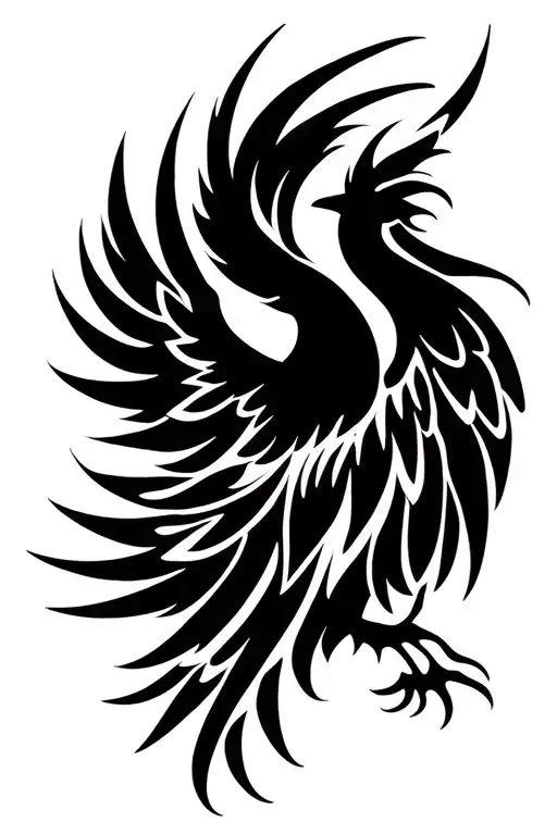 phoenix with outstretched wings tattoo design idea