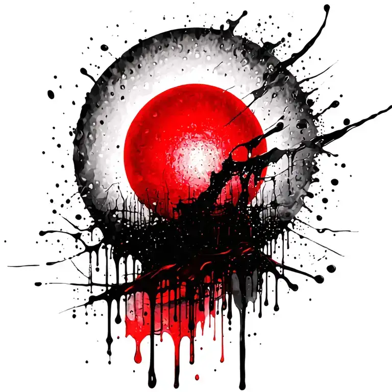 a sun melting into rain tattoo design idea