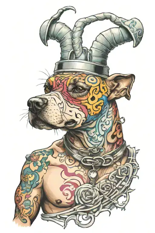 dog headed whore tattoo design idea