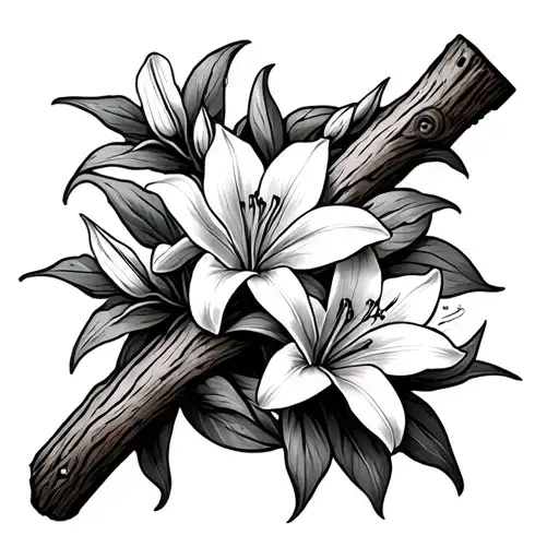 The wooden staff of saint Joseph sprouted with lilies  tattoo design idea