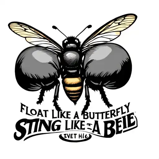 float like a butterfly sting like a bee with boxing gloves  tattoo design idea