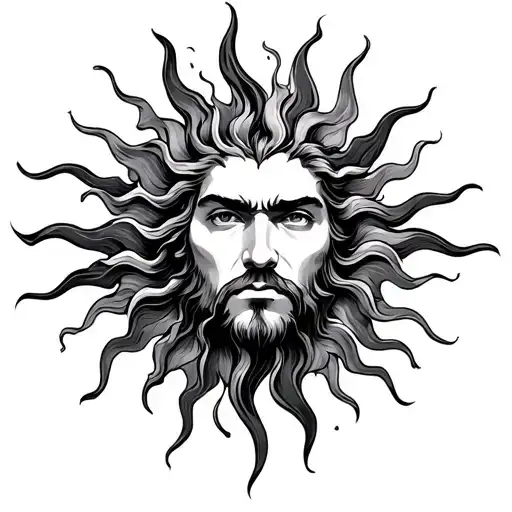 Masculine Sun tattoo design idea