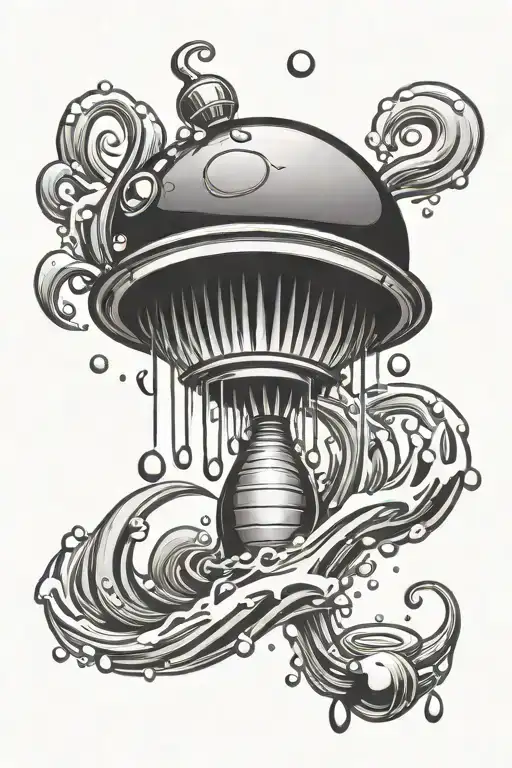 bobber in water drop tattoo design idea