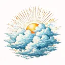 clouds with sun rays tattoo design idea