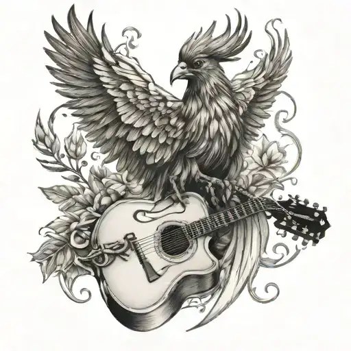 phoenix and a guitar tattoo design idea