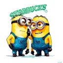 minions working at starbucks tattoo design idea