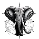 Elephant Compass tattoo design idea