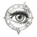 girl eye time clock tattoo design idea