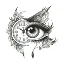 girl eye time clock tattoo design idea