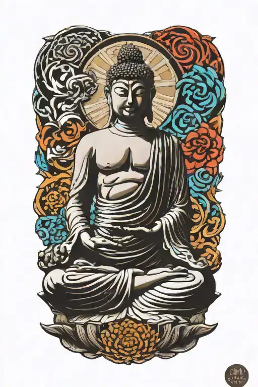 Buddha meditating tattoo design idea