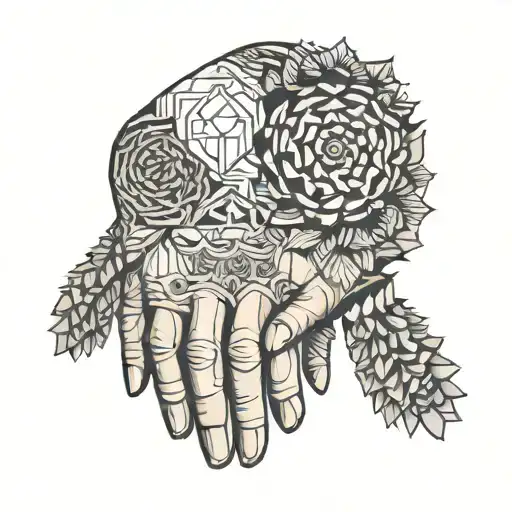 memory of grandma holding hands tattoo design idea