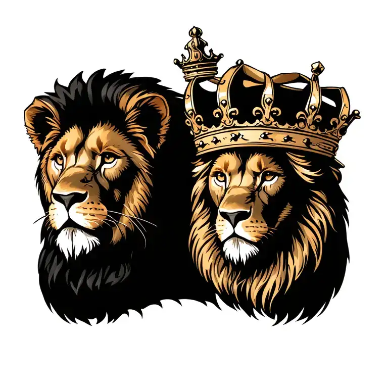 Lion And Crown tattoo design idea