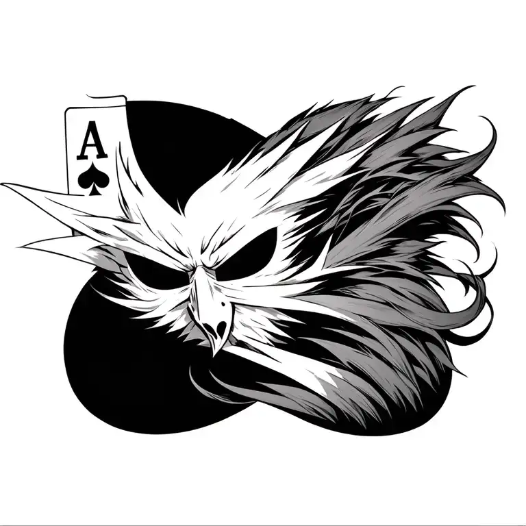 Ichigo's hollow mask merged with an ace of spades with tendrils flowing into the shoulder. tattoo design idea