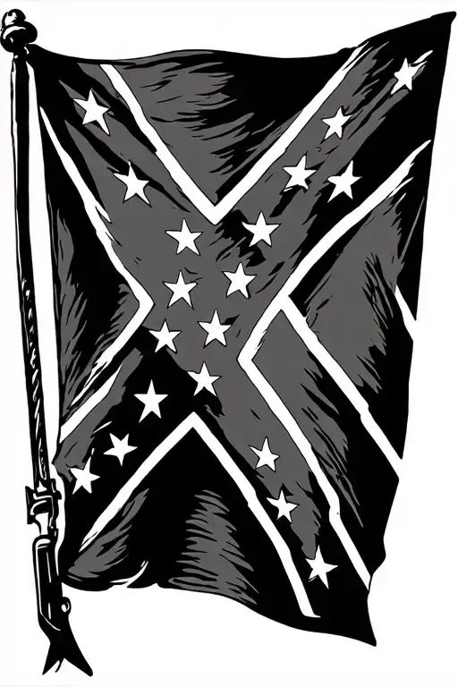 confederate flag blowing in wind tattoo design idea