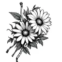 skeleton hand with mama tried and daisy flower tattoo design idea