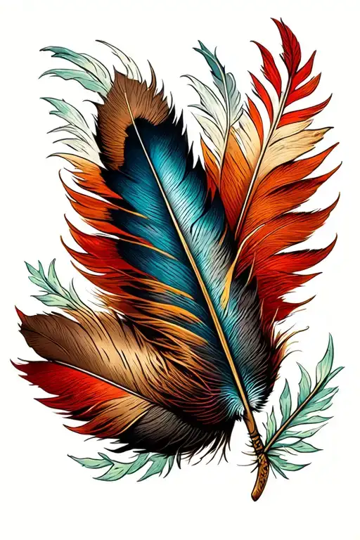 Turkey feather tattoo design idea