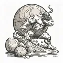 sisyphus pushing boulder tattoo design idea