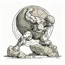 sisyphus pushing boulder tattoo design idea