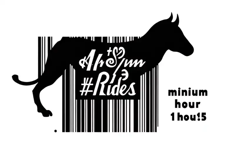 barcode with "minimum 1/2 hour rides" on top  tattoo design idea