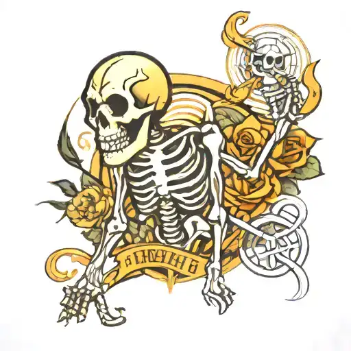 skeleton and kobe bryant logo  tattoo design idea