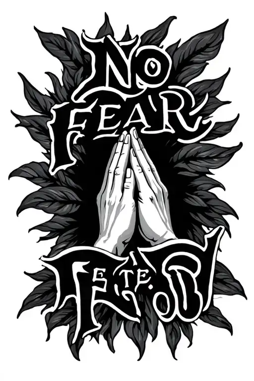 Bible verse about no fear with praying hands  tattoo design idea
