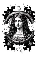 puzzle Pieces surrounding halo symbolizing your gluttony tattoo design idea