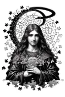 puzzle Pieces surrounding halo symbolizing your gluttony tattoo design idea