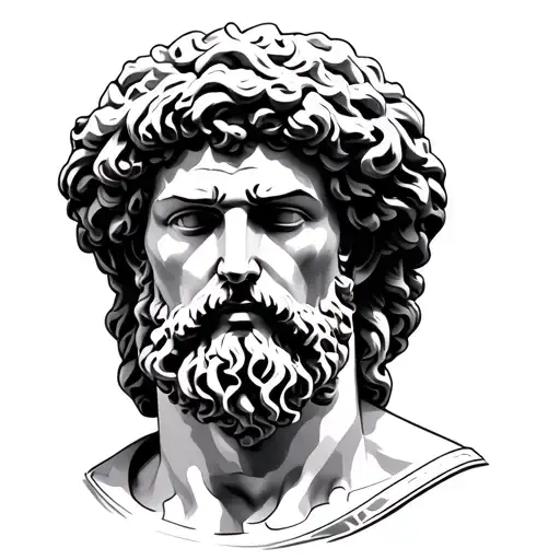 Odysseus statue head tattoo design idea