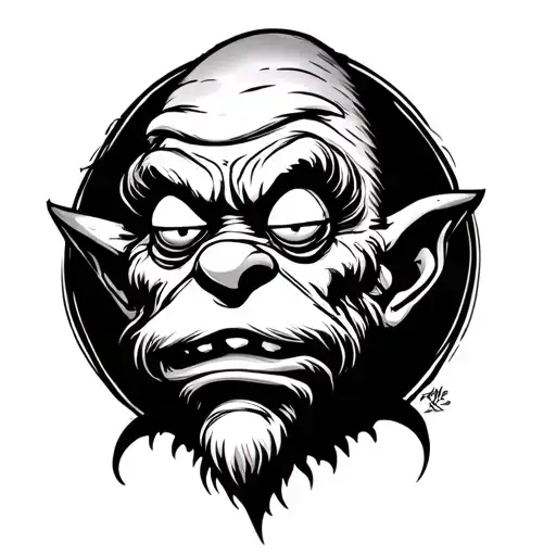 Make me an evil smurf tattoo design idea