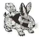 A depressed stuffed rabbit with deep, empty black eyes, its head heavily lowered as if carrying an invisible burden. Its tattoo design idea