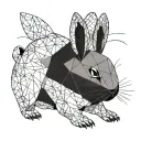 A depressed stuffed rabbit with deep, empty black eyes, its head heavily lowered as if carrying an invisible burden. Its tattoo design idea