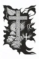 the empty tomb and a cross tattoo design idea