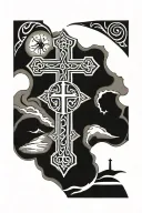 the empty tomb and a cross tattoo design idea