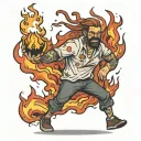 man on fire walking while burning a marshmallow tattoo design idea
