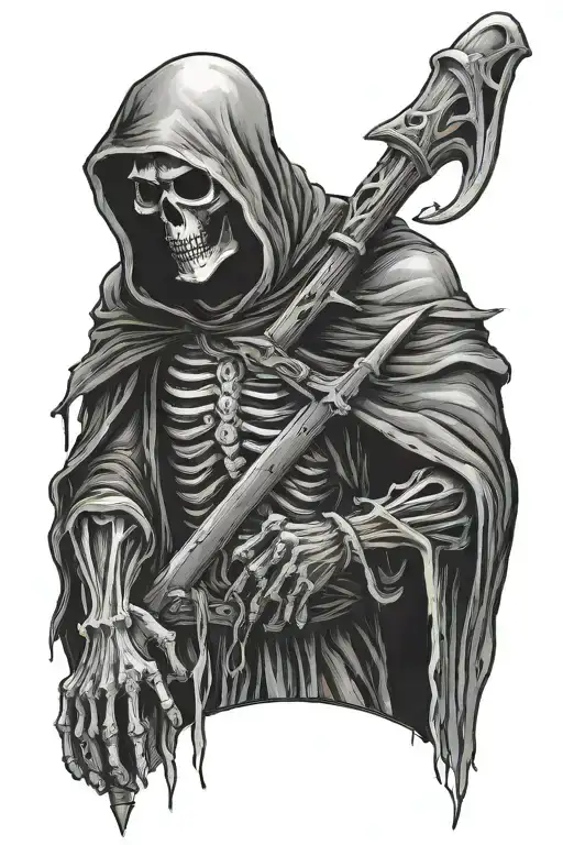 grim reaper hiding in the shadows of a prison bar with a AK tattoo design idea