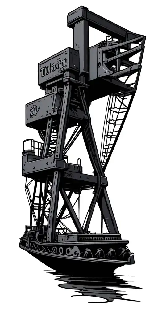 tooled leather oil rig tattoo design idea