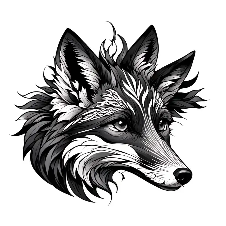 a mandala fox tattoo design idea