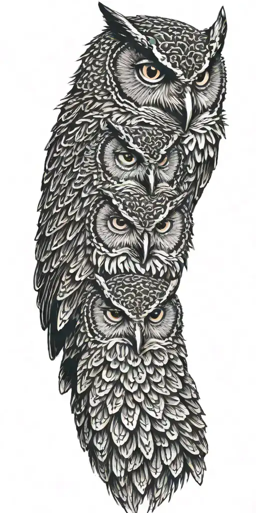 speak no evil demonic owls representing the bond tattoo design idea