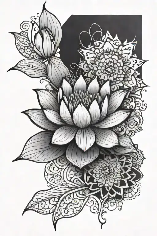 lotus and mandala tattoo design idea