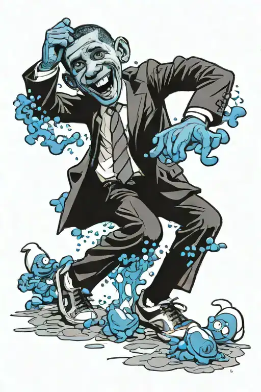 obama stomping on smurfs tattoo design idea