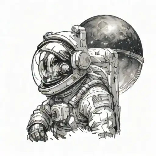 an astronaut and in the reflection of his helmet you see the Milky Way galaxy  tattoo design idea