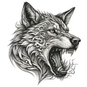 sigma wolf face emerging tattoo design idea
