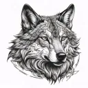 sigma wolf face emerging tattoo design idea