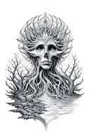 dark psychadelic nature alex grey style illustration tattoo design idea
