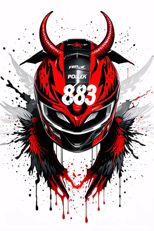 angel and devil motocross helmet with # 883 tattoo design idea