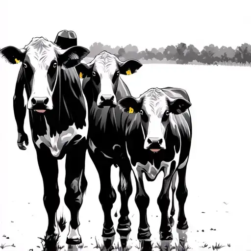 son and dad walking to see the cows tattoo design idea