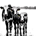 son and dad walking to see the cows tattoo design idea