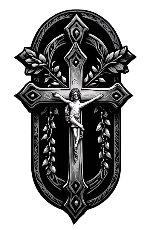 Rosary cross tattoo design idea