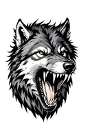 snarling wolf head emerging tattoo design idea